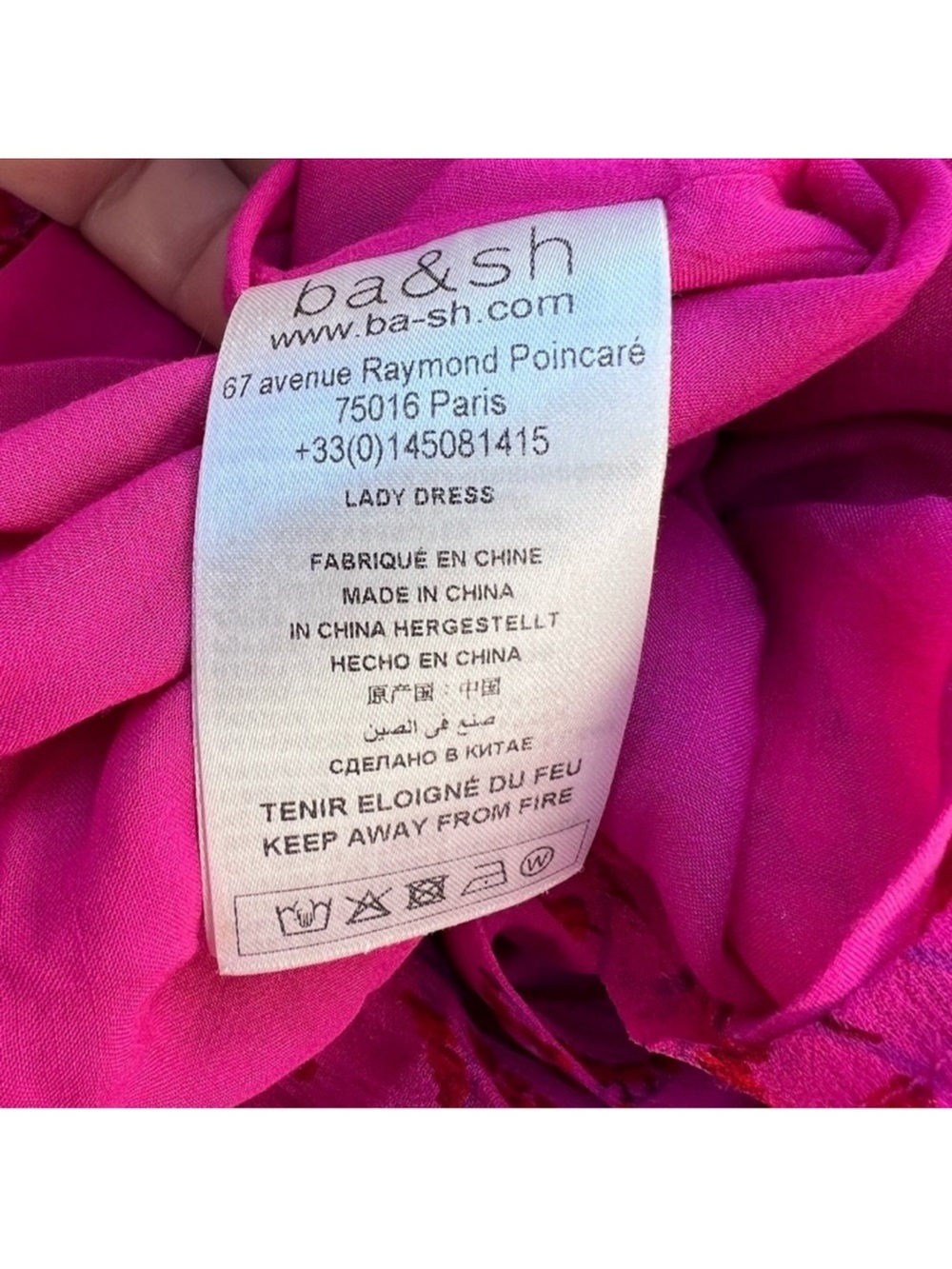 Ba&sh matcha floral print mini dress fuchsia hot pink v neck ruffle sleeves - Picture 5 of 6